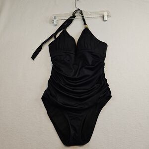 Victoria's Secret  Black Halter One-Piece‎ Swimsuit Size M